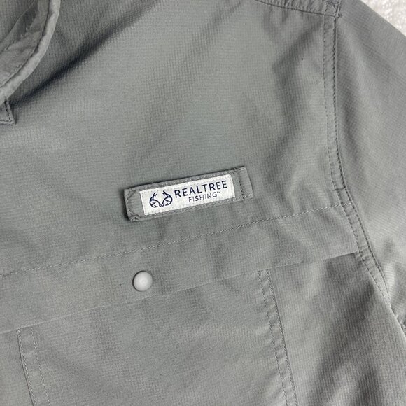 RealTree Fishing Shirt Mens XL Light Gray Button Up Vented Pockets Lightweight - Picture 8 of 16